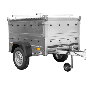 Remolque de un solo eje 150 x 106 UNITRAILER GARDEN 150 TIPP con paredes laterales BIS y tapa de aluminio.
